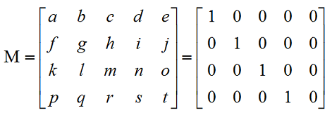 颜色矩阵M的示意图，其中第二个括号里的值是颜色矩阵的初始值